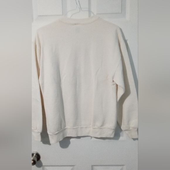 Jerzees Cream and Pink Hoodie with Elegant Emblem - Picture 4 of 4